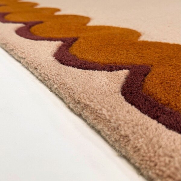 Oranžový/v přírodní barvě ručně tkaný vlněný běhoun 80x230 cm Wiggle Wool – Flair Rugs