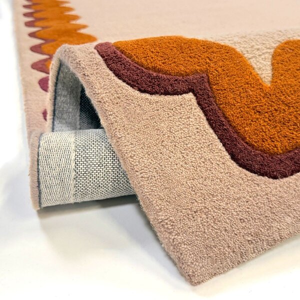 Oranžový/v přírodní barvě ručně tkaný vlněný běhoun 80x230 cm Wiggle Wool – Flair Rugs