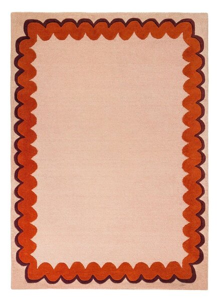 Oranžový/v přírodní barvě ručně tkaný vlněný koberec 140x200 cm Wiggle Wool – Flair Rugs
