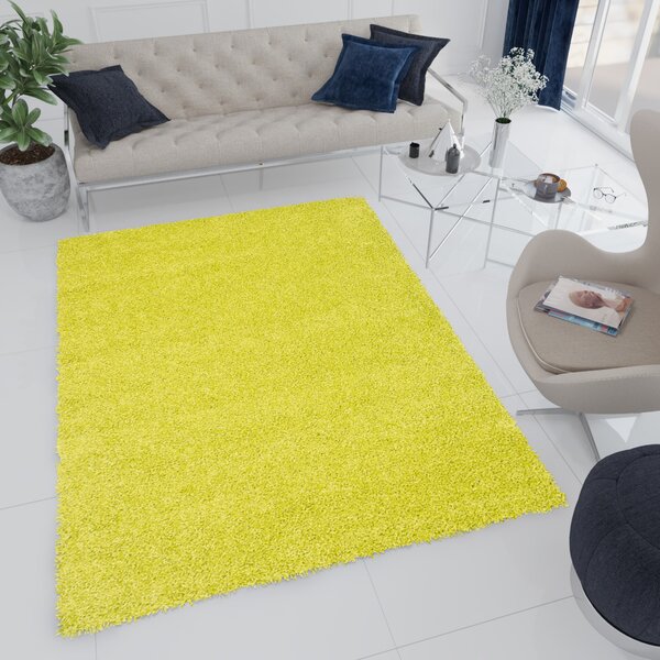 Makro Abra Kusový koberec shaggy TOKYO 6365A Jednobarevný světle zelený Rozměr: 80x200 cm