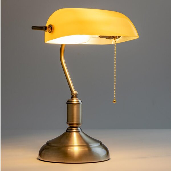 Brilagi - Stolní lampa BANK OFFICE 1xE27/60W/230V mosaz/oranžová