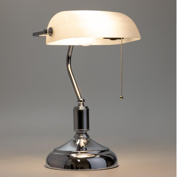 Brilagi - Stolní lampa BANK OFFICE 1xE27/60W/230V lesklý chrom/bílá