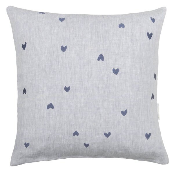 Lněný povlak na polštář Blue All Hearts 60 × 60 cm