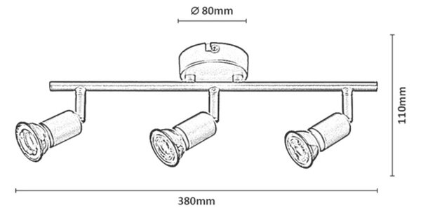 Rabalux NORTON stropní bodové svítidlo 3xGU10/25W/230V, černá barva