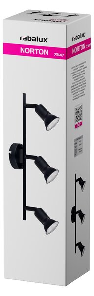 Rabalux NORTON stropní bodové svítidlo 3xGU10/25W/230V, černá barva