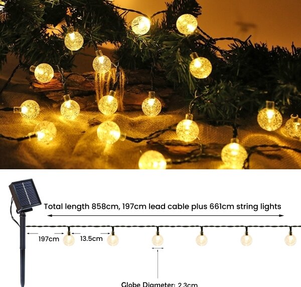 Brilagi - LED Solární dekorační řetěz BUBBLE 50xLED/8 funkcí 7m IP65 teplá bílá