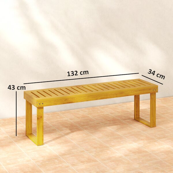 OUTSUNNY Dvojmístná zahradní lavice dřevěná nosnost 300 kg 128 x 51 x 73 cm teakové dřevo