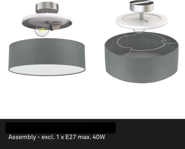 Briloner 3375-024 - Stropní svítidlo 1xE27/40W/230V pr. 30 cm šedá