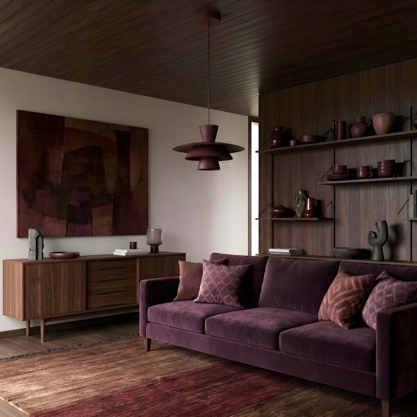 Lustr na lanku PLATO 1xE27/15W/230V burgundy