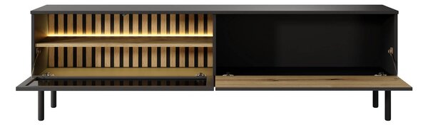 TV stolek 180 cm DEMOPOLIS - dub evoke / černý + LED osvětlení ZDARMA