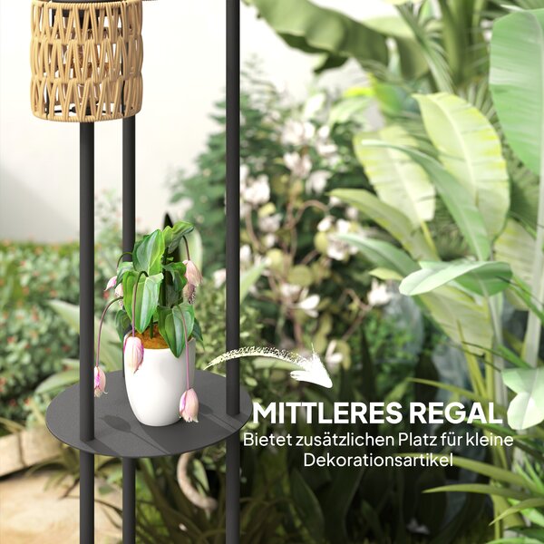 OUTSUNNY Solární stojací lampa RATAN 3 v boho stylu 37 x 144 cm