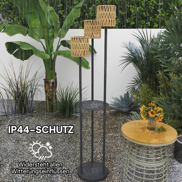 OUTSUNNY Solární stojací lampa RATAN 3 v boho stylu 37 x 144 cm