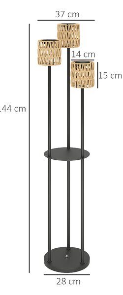 OUTSUNNY Solární stojací lampa RATAN 3 v boho stylu 37 x 144 cm