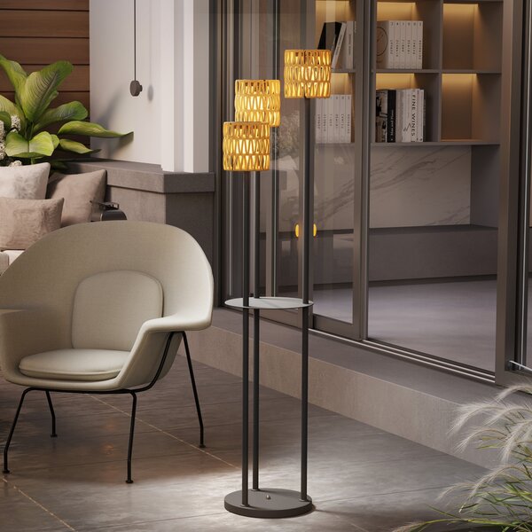 OUTSUNNY Solární stojací lampa RATAN 3 v boho stylu 37 x 144 cm