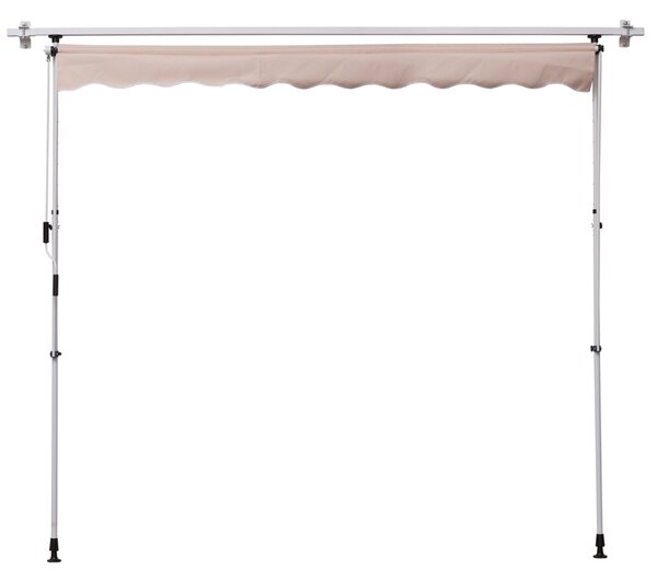 OUTSUNNY Výškově nastavitelná přenosná markýza vhodná na balkon 200 x 150 cm krémová