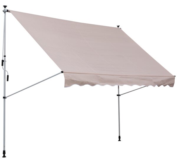 OUTSUNNY Výškově nastavitelná přenosná markýza vhodná na balkon 200 x 150 cm krémová