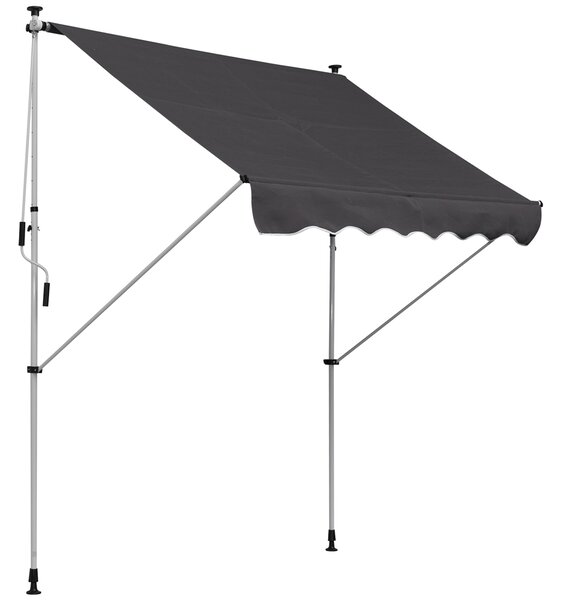 OUTSUNNY Výškově nastavitelná přenosná markýza vhodná na balkon 200 x 150 cm šedá
