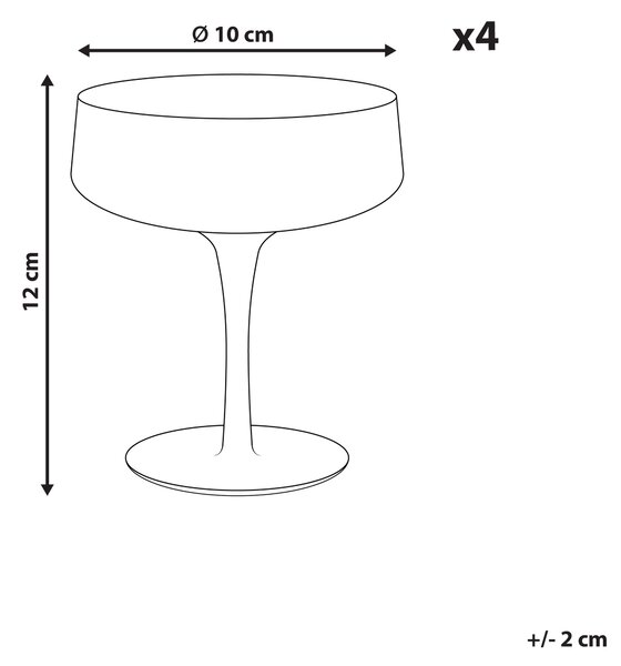Sada 4 sklenic na koktejly QUARTZ 170 ml Šedá
