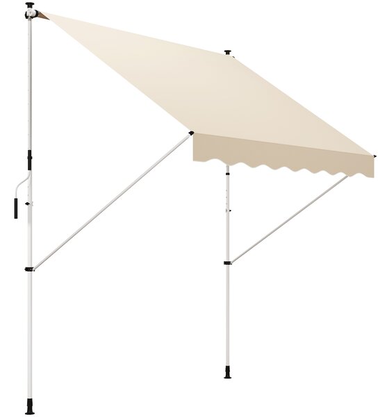 OUTSUNNY Výškově nastavitelná přenosná markýza vhodná na balkon 300 x 150 cm krémová