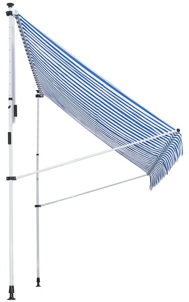OUTSUNNY Výškově nastavitelná přenosná markýza vhodná na balkon 300 x 150 cm modrobílá