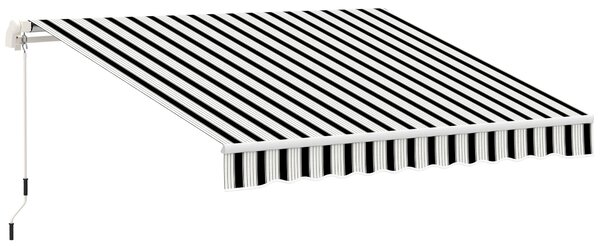 OUTSUNNY Stahovací markýza s klikou hliníková 395 x 245 cm modrobílá