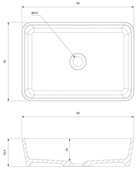Omnires Parma M+ umyvadlo 50x35 cm obdélníkový na pult bílá PARMAUNBP