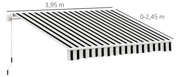 OUTSUNNY Stahovací markýza s klikou hliníková 395 x 245 cm modrobílá