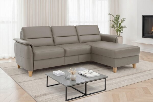 ROHOVÁ SEDAČKA, kůže, šedá Sit & More - Sedací soupravy, Online Only