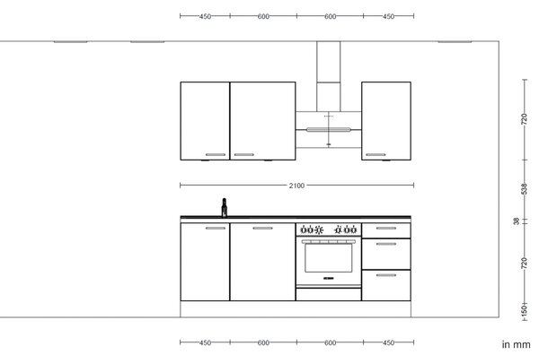 Küchenblock Riva High 210 cm Nobilia - Online Only kuchyňské linky, Online Only