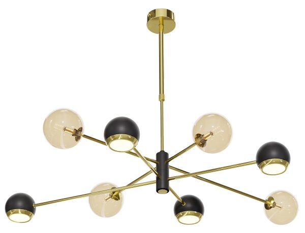 Jupiter 1972 - Lustr na tyči MOKA 4xGU10/10W/230V + 4xG9/10W zlatá/černá/béžová
