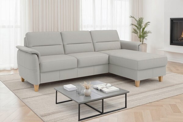ROHOVÁ SEDAČKA, kůže, světle šedá Sit & More - Sedací soupravy, Online Only