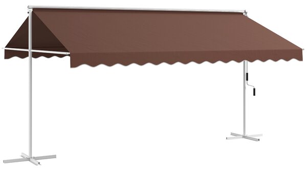 OUTSUNNY Volně stojící stahovací markýza s klikou 450 x 340 cm hnědá