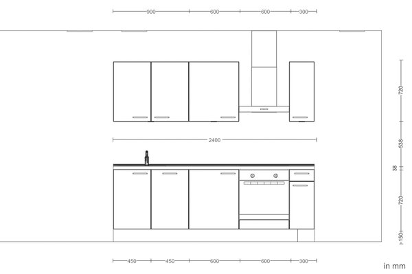 KUCHYŇSKÝ BLOK 240 cm Nobilia - Online Only kuchyňské linky, Online Only