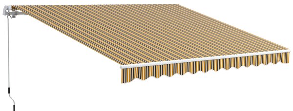 OUTSUNNY Stahovací markýza ruční s nastavitelným sklonem hliníková 350 x 300 cm žlutočerná