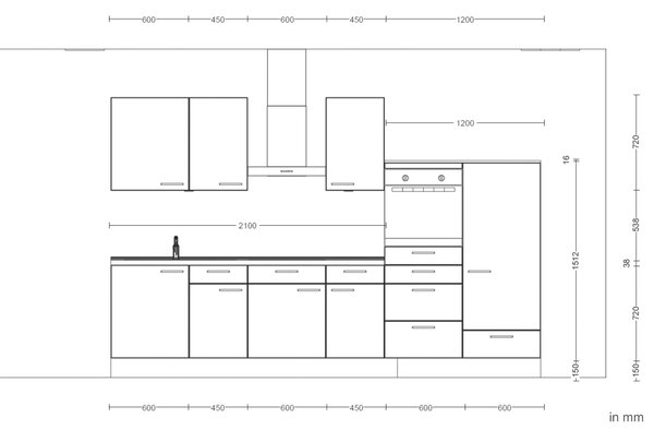 Küchenblock Touch Low 330 cm Nobilia - Online Only kuchyňské linky, Online Only