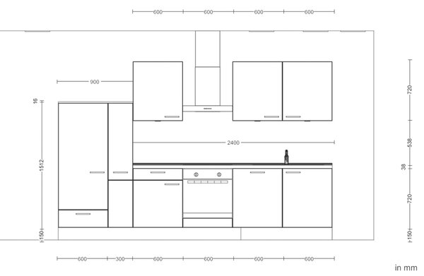 Küchenblock Touch Low 330 cm Nobilia - Online Only kuchyňské linky, Online Only