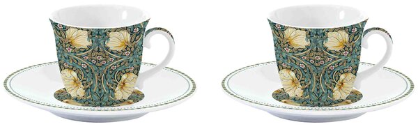 Easy Life Porcelánové šálky a podšálky na espresso William Morris Black - 2x80ml