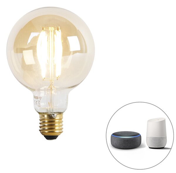 Chytrá LED žárovka E27 G95 zlatá 7W 806lm 1800K - 3000K