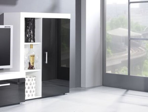 Cama Meble Komoda Samba REG3 - bílá / černý lesk