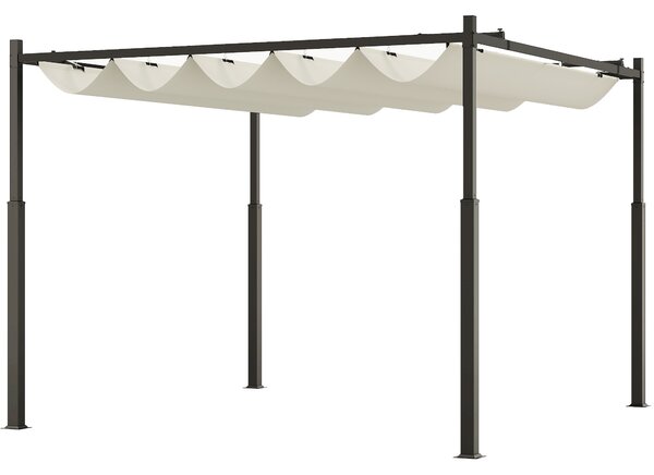OUTSUNNY Volně stojící kovová pergola se stahovací plátěnou střechou 300 x 300 cm bílá