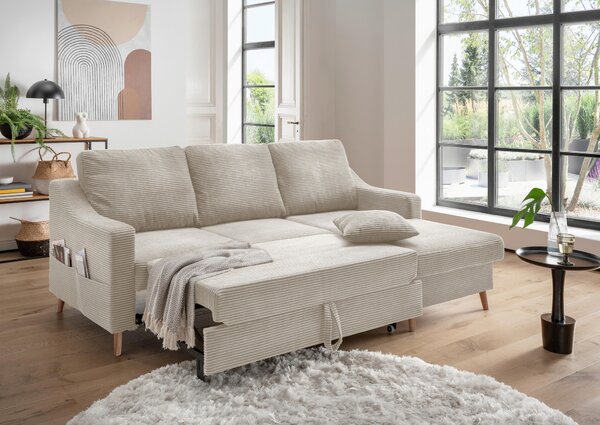 ROHOVÁ SEDAČKA, textil, béžová P & B - Sedací soupravy, Online Only