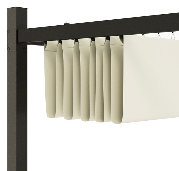 OUTSUNNY Volně stojící kovová pergola se stahovací plátěnou střechou 300 x 300 cm bílá