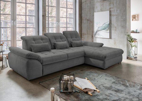 ROHOVÁ SEDAČKA, textil, šedá P & B - Sedací soupravy, Online Only