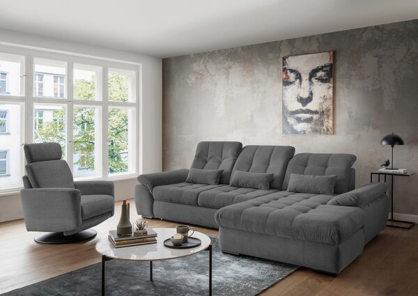 ROHOVÁ SEDAČKA, textil, šedá P & B - Sedací soupravy, Online Only