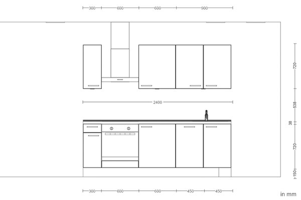 KUCHYŇSKÝ BLOK 240 cm Nobilia - Online Only kuchyňské linky, Online Only
