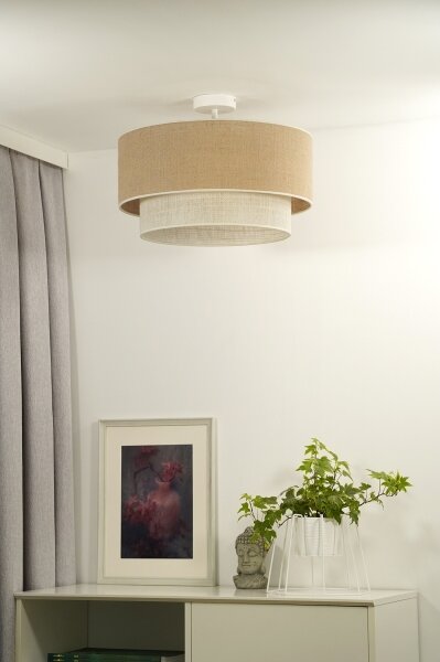 Duolla - Přisazený lustr YUTE BOHO 1xE27/15W/230V pr. 45 cm hnědá/krémová