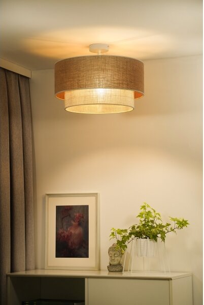 Duolla - Přisazený lustr YUTE BOHO 1xE27/15W/230V pr. 45 cm hnědá/krémová