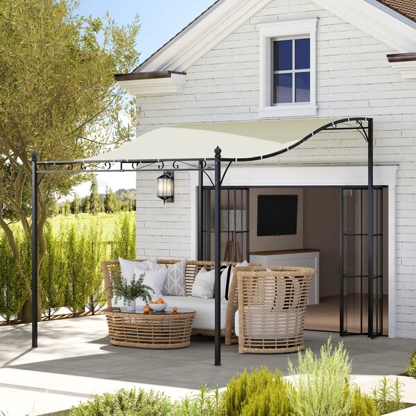 OUTSUNNY Kovová pergola s plátěnou střechou volně stojící 298 x 248 cm krémová