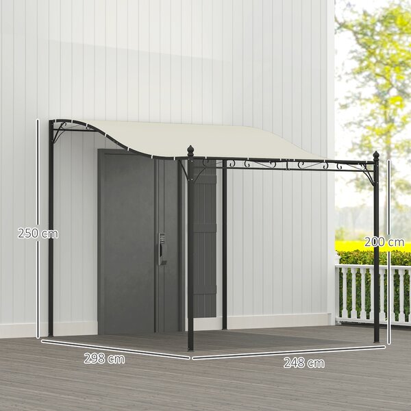 OUTSUNNY Kovová pergola s plátěnou střechou volně stojící 298 x 248 cm krémová
