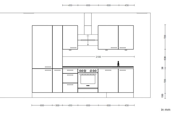 Küchenblock Riva High 300 cm Nobilia - Online Only kuchyňské linky, Online Only